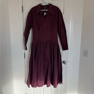 Anthropologie Deep Purple Long Sleeve Dress